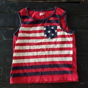 Crazy 8 Toddler Boy 2T Tank Top Red White Blue Stripes Stars Americana 4th July